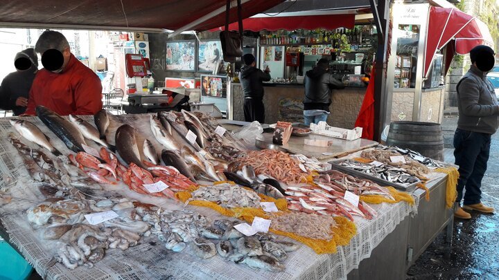 Fish for sale at Piscaria in Catania